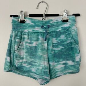 Athleta Girls Tie-dye Green White Shorts Size L (12)